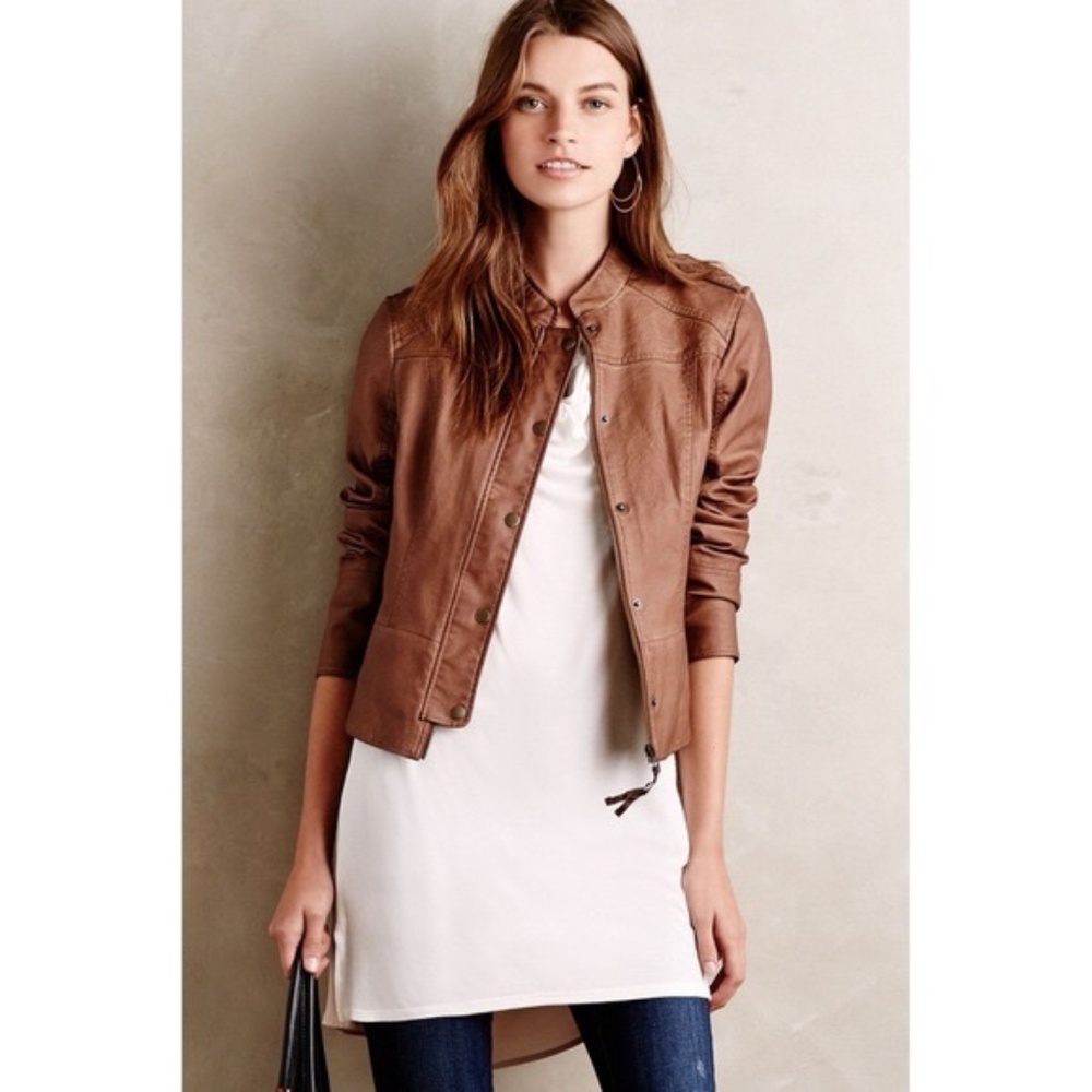 Anthropologie Hei Hei Brown Vegan Leather Jacket